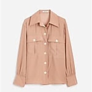 NWT 100% Silk Madewell Pale Blush button-up shirt